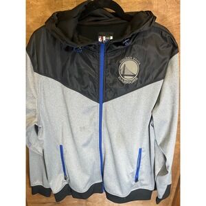 NBA Golden State Warriors Full Zip Hoodie Jacket Mens XL Grey Black Blue GSW